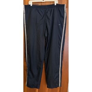 Nike Nylon Track Basketball Pants Mens XL Black Loose‎ Relaxed Fit Mesh-Lined
